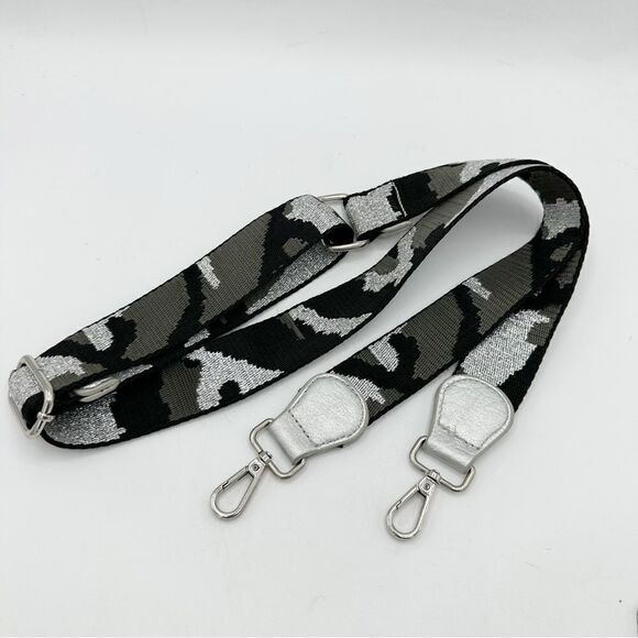 Guitar Strap‎ for Purse Bag Silver Metallic Gray Black Camouflage Camo Pattern - Picture 2 of 7